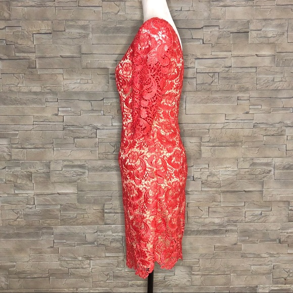 Eliza J. coral and gold lace dress - Picture 4 of 7